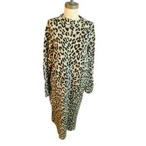 Nine Leonard Size 2X Leopard Print Knit Sweater Dress NWT